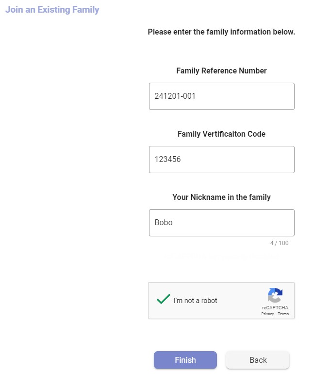 Students/other family members can log in and request to join the family using the link.