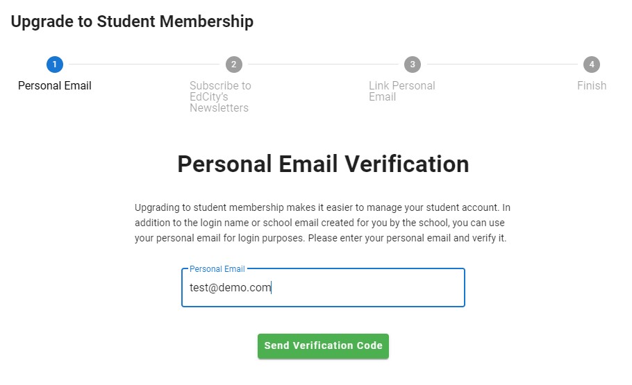 Enter Your Personal Email. (Do not use the school-provided student email.)