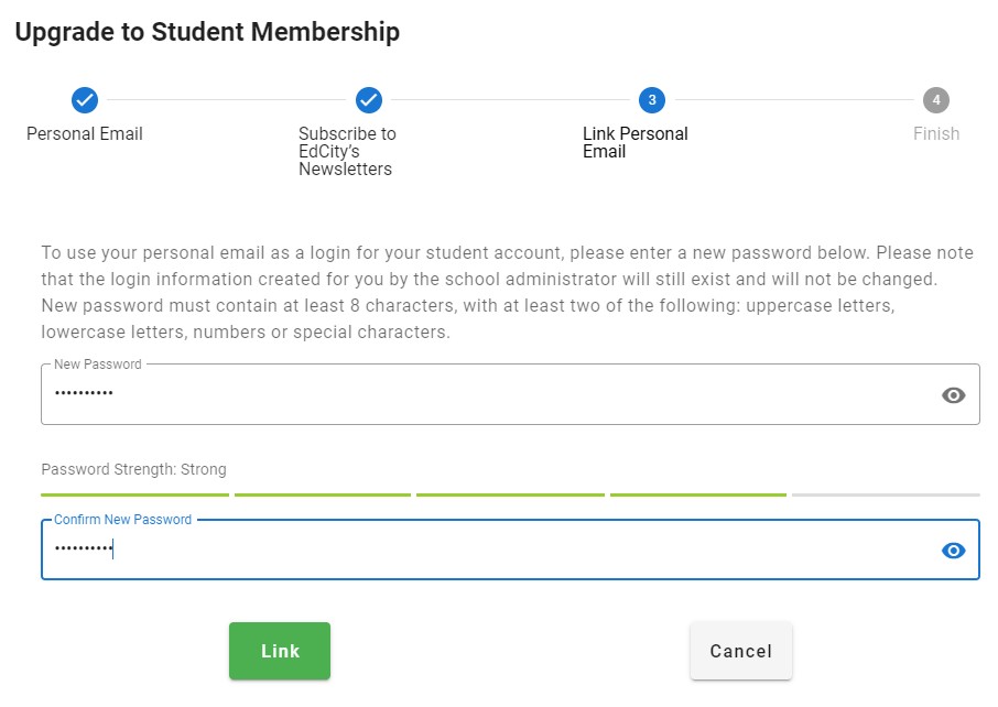 Create a new password for logging in with your personal email.